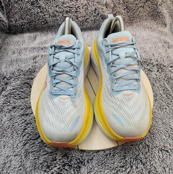 Hoka One One Women's Bondi 8 Blue/Yellow Running Shoes Womens Size 10 B - Picture 3 of 9